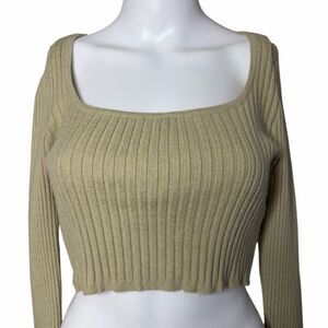 Double Zero Ribbed Knit Long Sleeve Crop Top Size Small